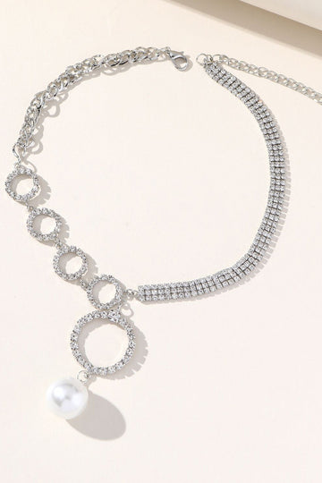 Sølv gnistrende Rhinestone Choker halskjede